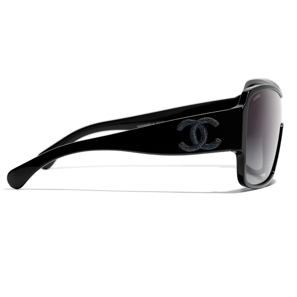NWT Chanel 5449-C501/S6 Women's Black Shield Gradient Sunglasses - Picture 2 of 16